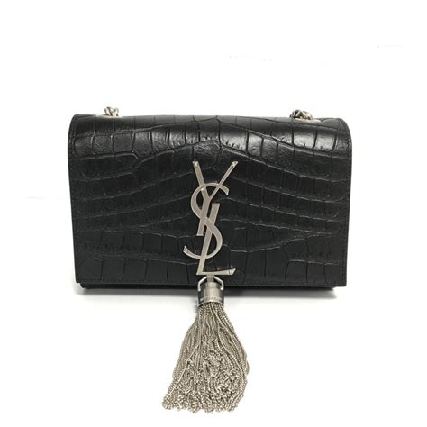 ysl black bag with silver logo|ysl black bag with tassel.